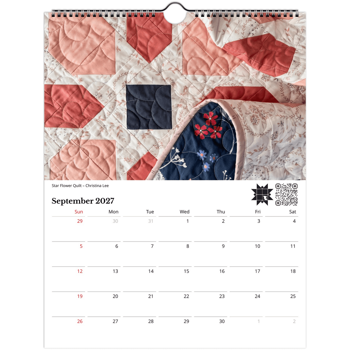 USA + Canada - Patchwork Calendar 2027 - The Patchwork Calendar