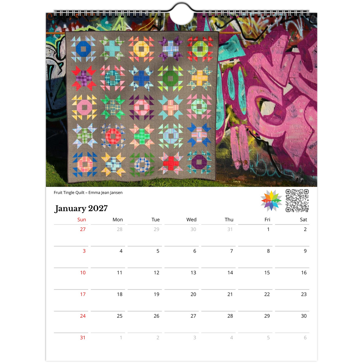USA + Canada - Patchwork Calendar 2027 - The Patchwork Calendar