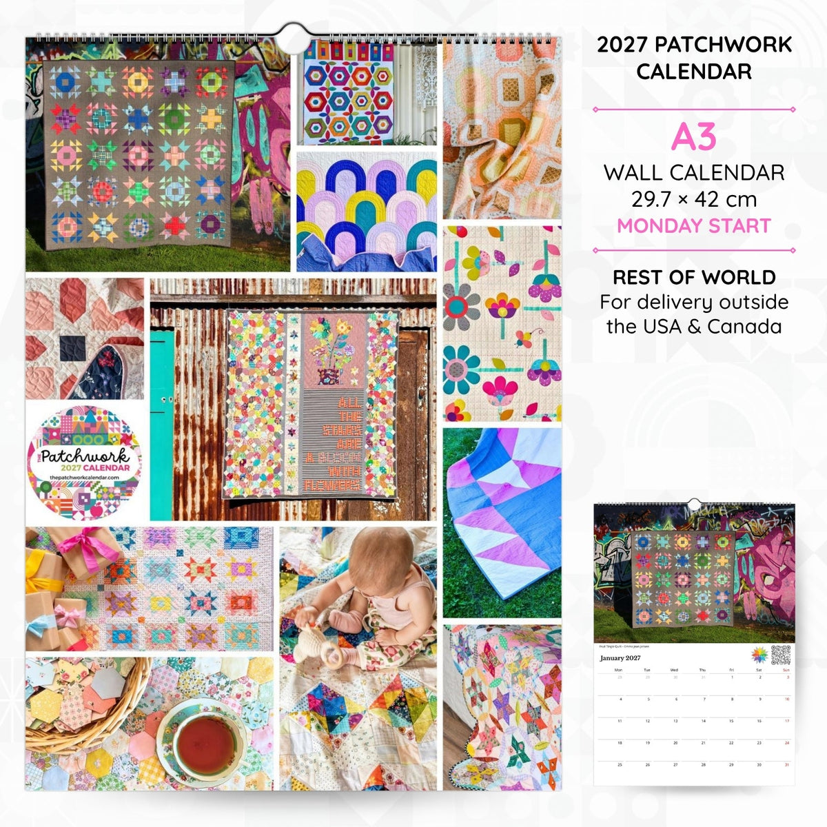 Patchwork Calendar 2027 (Rest of World) - The Patchwork Calendar
