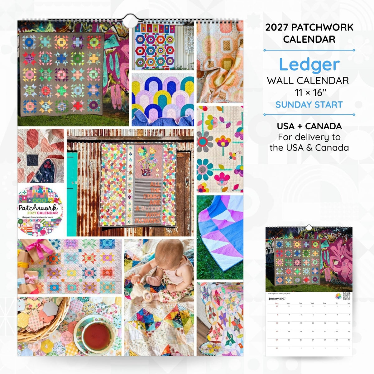 Patchwork Calendar 2027 (USA + Canada) - The Patchwork Calendar